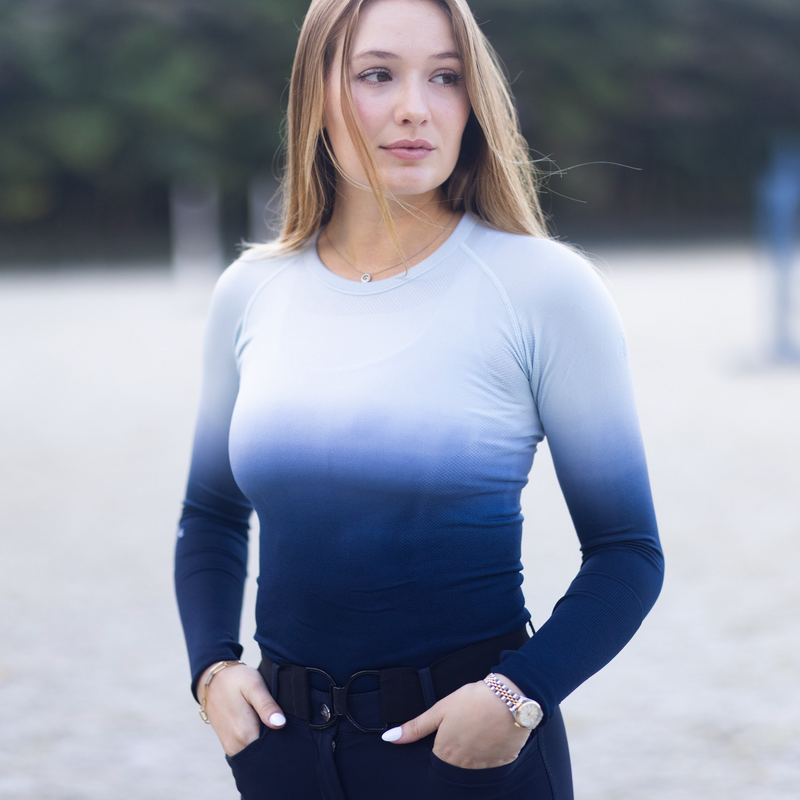 TKEQ Kennedy Seamless 2.0 Long Sleeve - INK OMBRE - Vision Saddlery