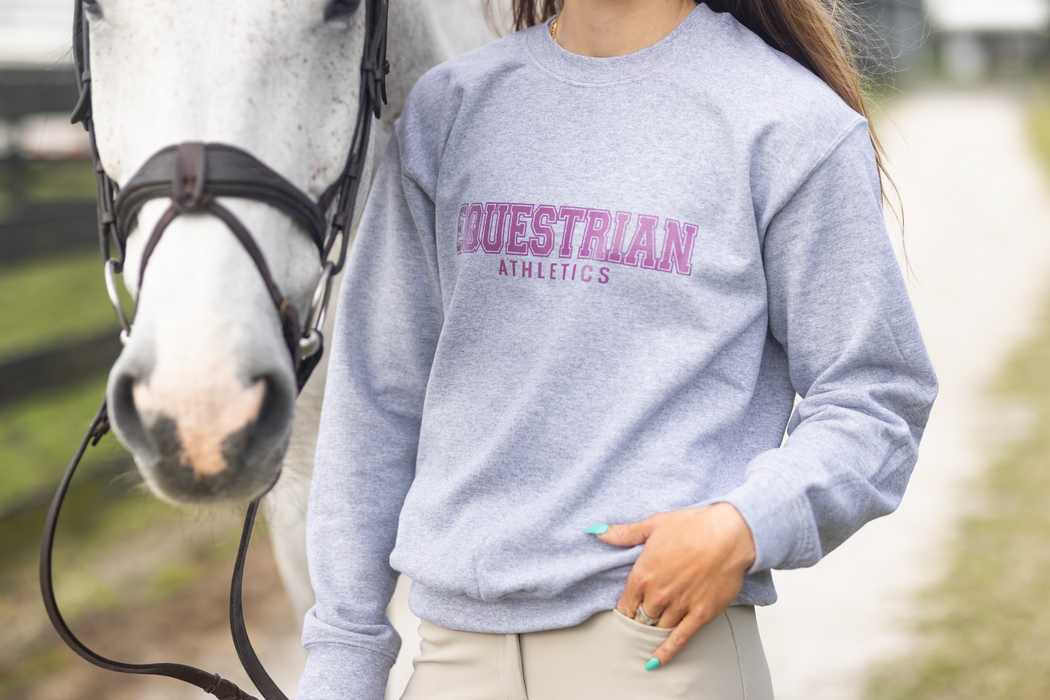 TKEQ "EQUESTRIAN ATHLETICS" Sweatshirt - GREY/ORCHID