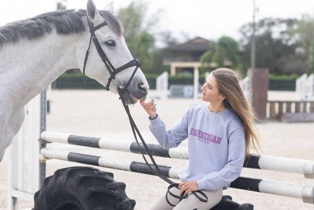 TKEQ "EQUESTRIAN ATHLETICS" Sweatshirt - GREY/ORCHID