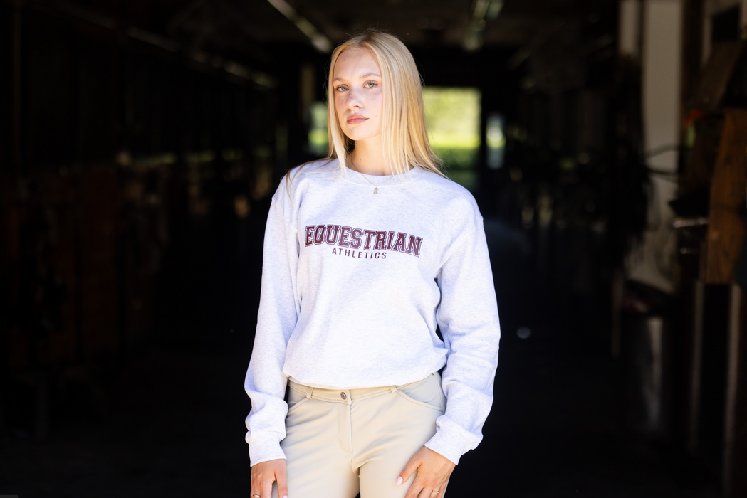 TKEQ "EQUESTRIAN ATHLETICS" Sweatshirt - ASH/BURGUNDY