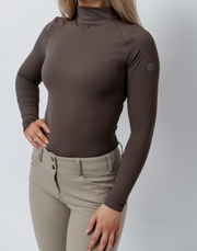 TKEQ the CHLOE High Collar Technical Top - ESPRESSO - Vision Saddlery