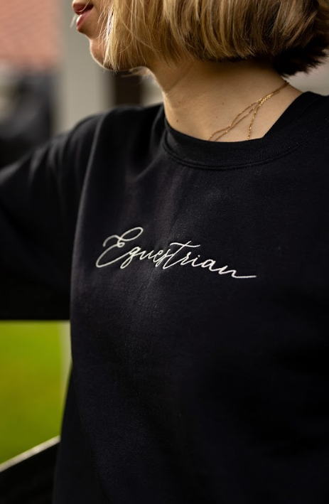 TKEQ Embroidered "Equestrian" Sweatshirt - BLACK - Vision Saddlery