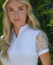 Le Fash Ettie Lace Short Sleeve - WHITE - Vision Saddlery