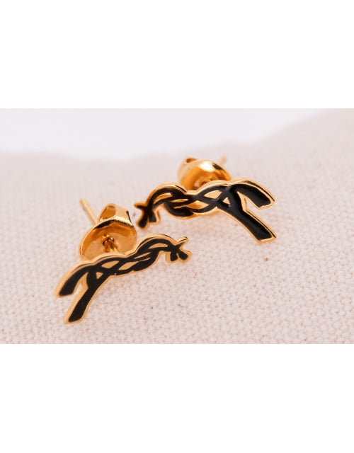 Penelope Signature Earrings - Black & Gold - Vision Saddlery