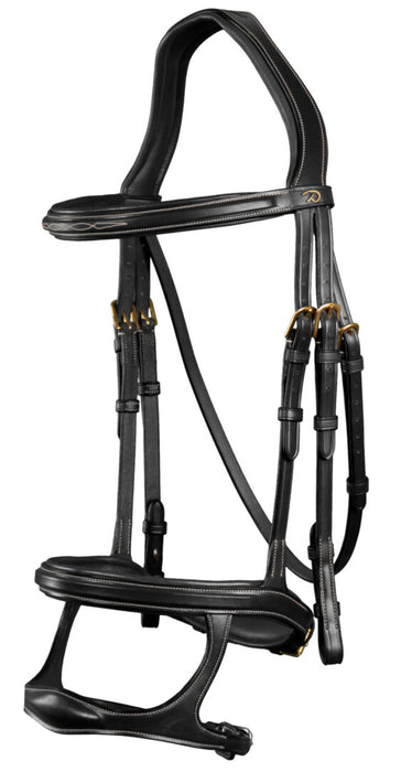 Dy'on D Collection Double Noseband Bridle - Black - Vision Saddlery