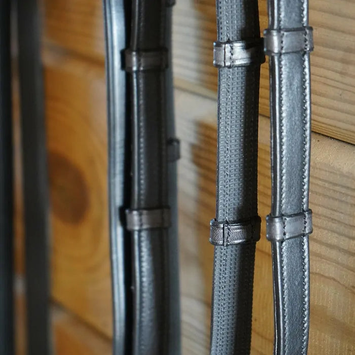 Signature by Antares Dressage Soft Grip Reins with 7 Leather Loops - 2 Colours - Vision Saddlery