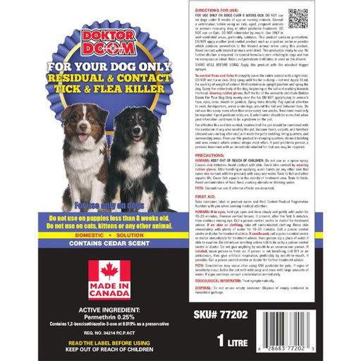 Doktor Doom Flea & Tick Spray for Dogs 1L - Vision Saddlery