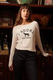 Bad Horse "J'Adore Mon Cheval" Ribbed Knit Top - 2 Colours - Vision Saddlery