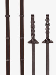 LeMieux rubber grip Continental reins in havana and silver with textured rubber grip for secure handling.