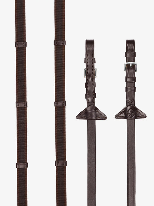 LeMieux rubber grip Continental reins in havana and silver with textured rubber grip for secure handling.