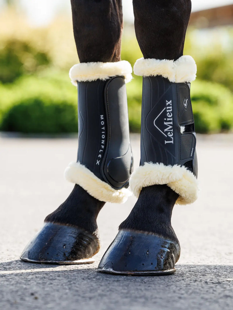 *CLEARANCE* LeMieux Motionflex Dressage Boot with Fleece Edge Black/Natural Large