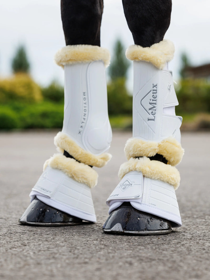 *CLEARANCE* LeMieux Motionflex Over Reach Boot with Fleece Edge White/Natural
