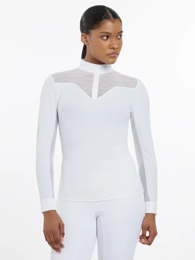 LeMieux Emily Long Sleeve Show Shirt- WHITE - Vision Saddlery