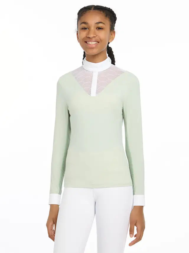 CLEARANCE LeMieux Young Rider Eva Long Sleeve Show Shirt - Pistachio - Vision Saddlery
