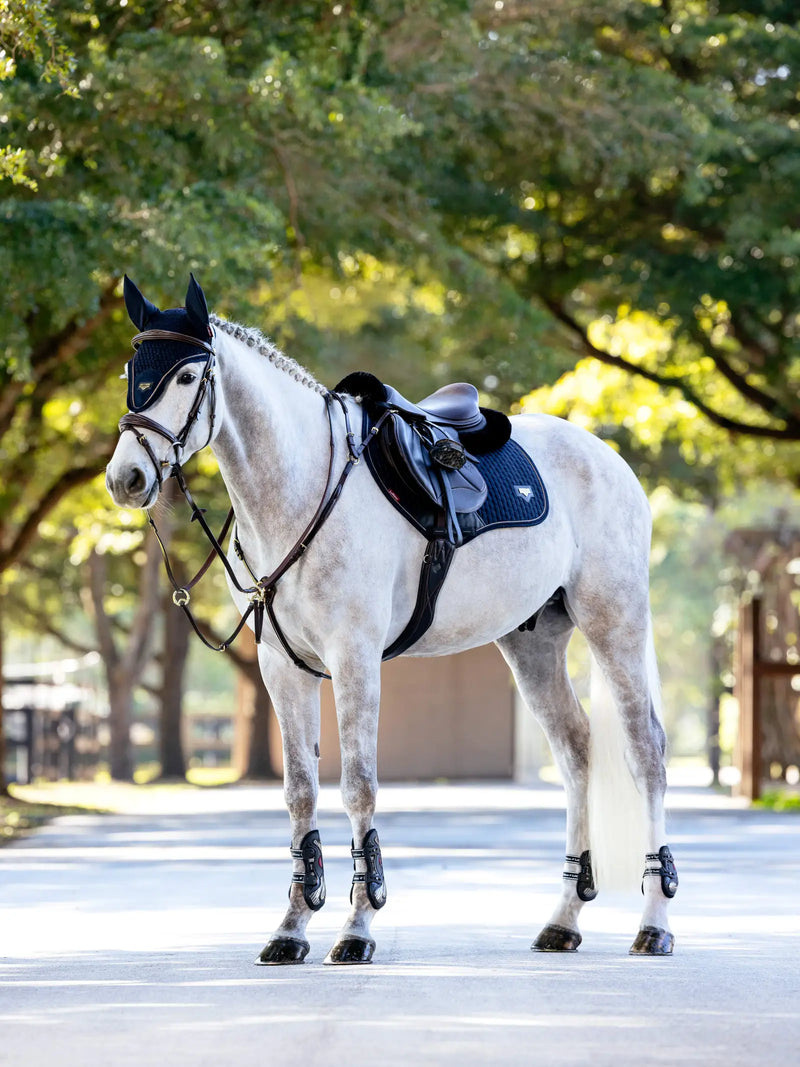 Lemieux Puissance Suede Close Contact Pad - Navy - Vision Saddlery