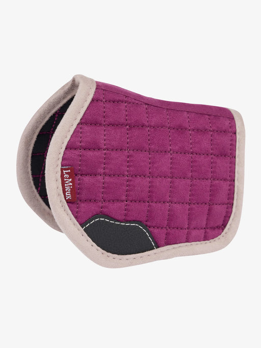 LeMieux Toy Pony Saddlepad in black with purple accents, designed for miniature horses or ponies, soft and cushioned for comfort.