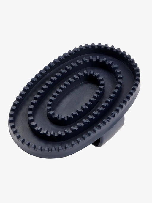 LeMieux navy rubber curry comb for grooming, featuring textured surface for effective horse brushing and cleaning.