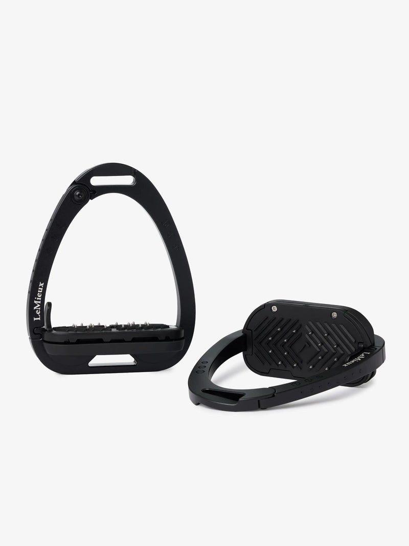 LeMieux Brilliance Vector Balance stirrup in black, lightweight riding stirrup designed for comfort and stability during equestrian riding.