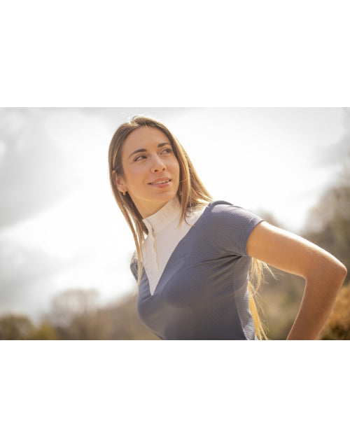 Penelope Las Honey Short Sleeve Show Shirt - Bering Sea - Vision Saddlery