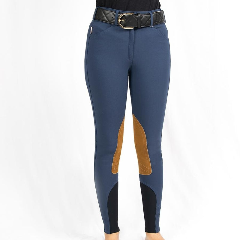 Tailored Sportsman Low Rise Trophy Hunter Front Zip Boot Sock Breech - MoodyBlue/Tan - Vision Saddlery