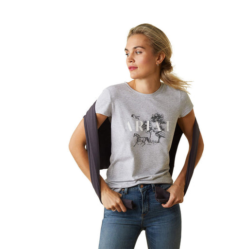 Ariat Women's Toile Scene Short Sleeve T-Shirt - HEATHER GREY - Vision Saddlery