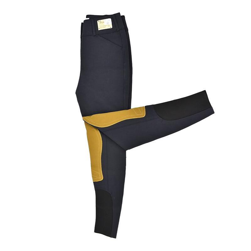 Tailored Sportsman Mid Rise Trophy Hunter Front Zip Boot Sock Breech - Black & Blue/Tan - Vision Saddlery