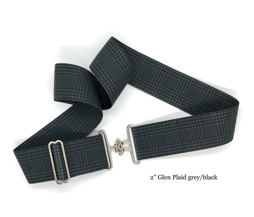 Bedford Jones Belt - Black Glen Plaid with Silver Surcingle 2.0" - Vision Saddlery