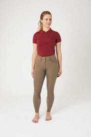 Horze Grand Prix Pro Ladies' High Waist Knee Patch Breeches - IRON GREY BROWN - Vision Saddlery
