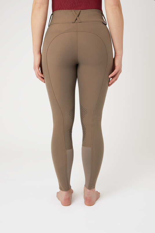 Horze Grand Prix Pro Ladies' High Waist Knee Patch Breeches - IRON GREY BROWN - Vision Saddlery