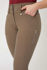 Horze Grand Prix Pro Ladies' High Waist Knee Patch Breeches - IRON GREY BROWN - Vision Saddlery