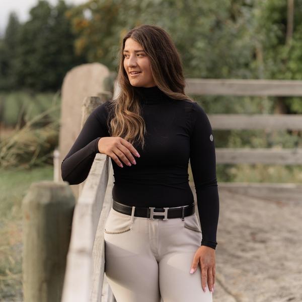 TKEQ the CHLOE High Collar Technical Top - BLACK - Vision Saddlery