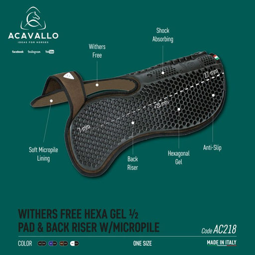 Acavallo Wither Free Hex Back Riser Gel Pad - Vision Saddlery