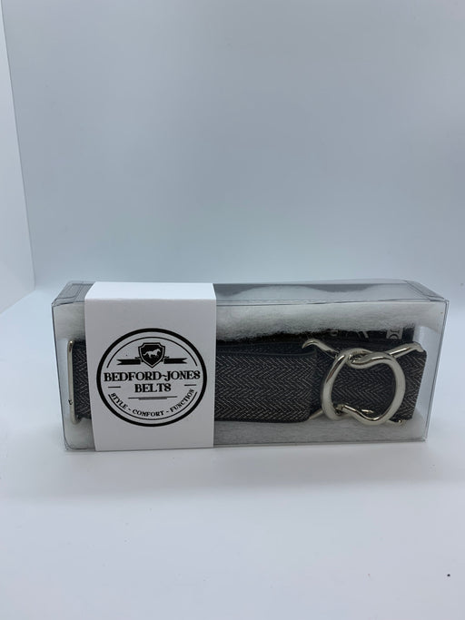 Bedford Jones Belt - Black Herringbone with Silver Swizzle 1.5" - Vision Saddlery