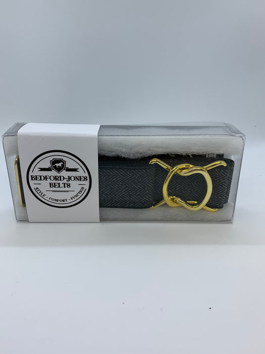 Bedford Jones Belt - Black Herringbone with Gold Swizzle 1.5" - Vision Saddlery