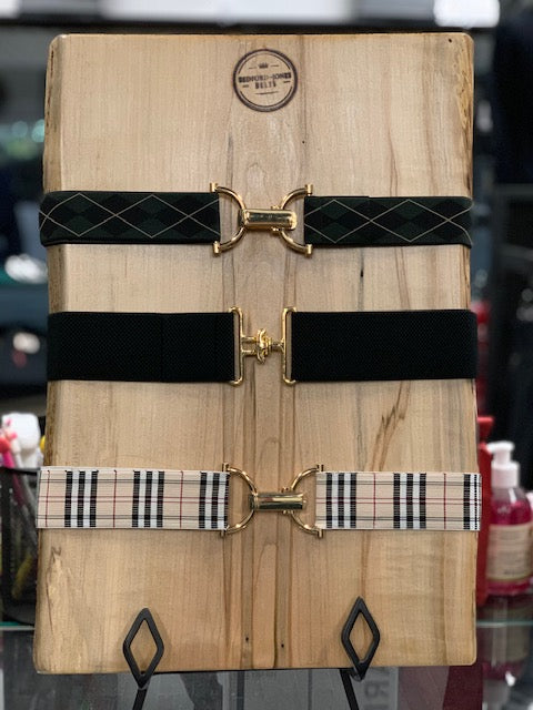 Bedford Jones Belt - Plaid w/ Gold D-Ring - Vision Saddlery