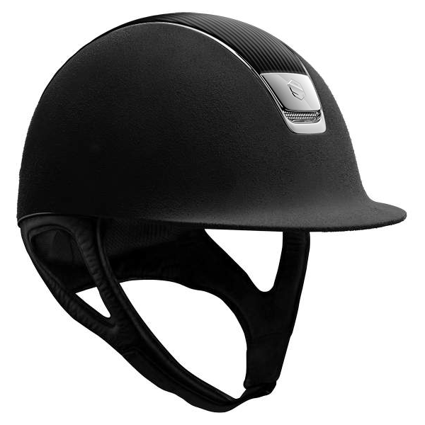Samshield Premium Leather Top Helmet - Black & Chrome - Vision Saddlery