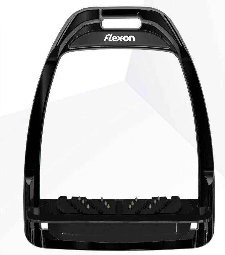 Flex-on Aluminium Hunter H Ultra Grip FLAT FOOTBED Stirrups - BLACK - Vision Saddlery
