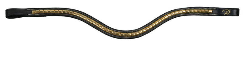 Dy'on D Collection Brass Clincher Leather V-Shaped Browband - Vision Saddlery