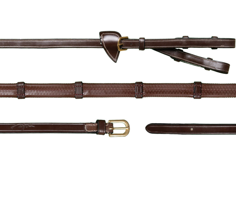 Dy'on D Collection 1/2" Converter Rubber Reins with 7 Leather Loops - Vision Saddlery