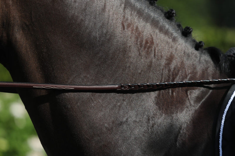 Dy'on Hunter Collection Fancy Stiched Leather Laced Reins 1/2" - Vision Saddlery