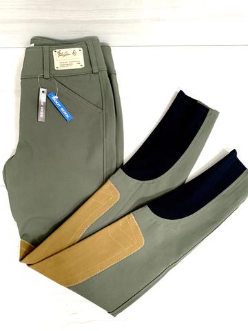 Tailored Sportsman Low Rise Trophy Hunter Front Zip Boot Sock Breech - Seaweed/Tan - Vision Saddlery