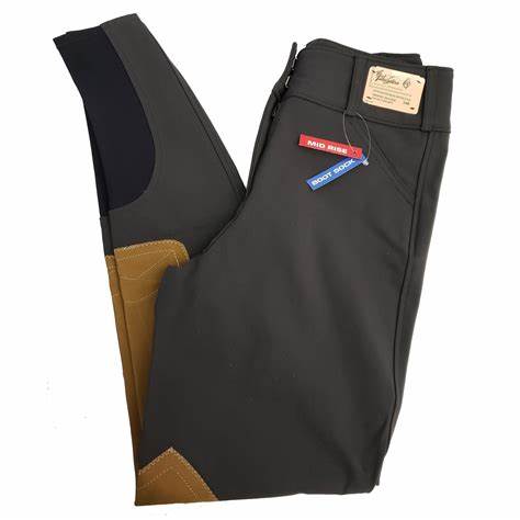 Tailored Sportsman Mid Rise Trophy Hunter Front Zip Boot Sock Breech - Black Olive & Tan - Vision Saddlery